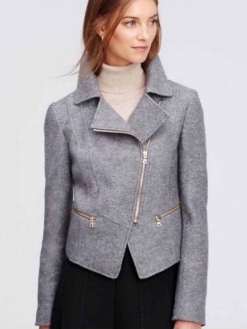 Ann Taylor Wool Blend Asymmetric Moto Jacket